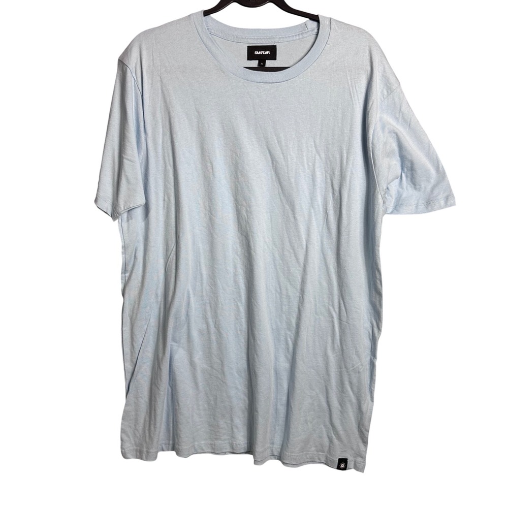 SMKFLWR Mens XL Light Blue Crew Neck Short Sleeve T-Shirt Casual Comfort